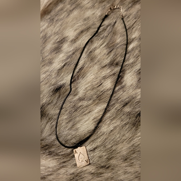 Ace Spade with black cord necklace, lobster clasp, 18" - Picture 2 of 7